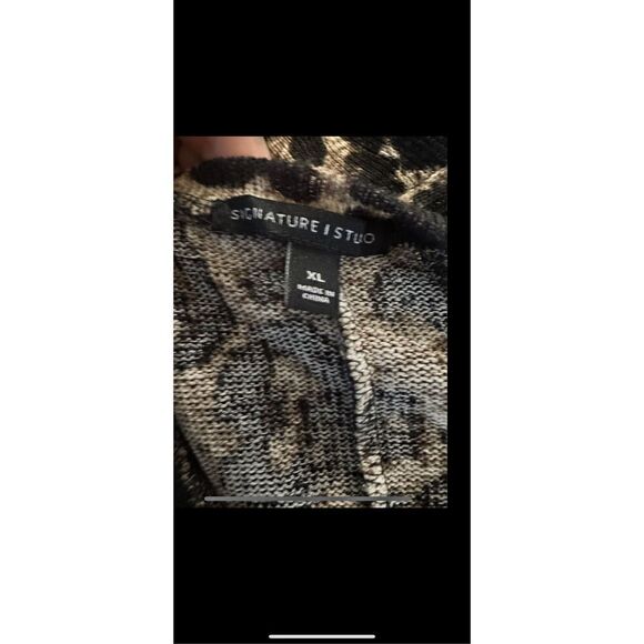 Signature studio animal, print sweater tunic with sparkly beaded elbows, XL  - Picture 3 of 12
